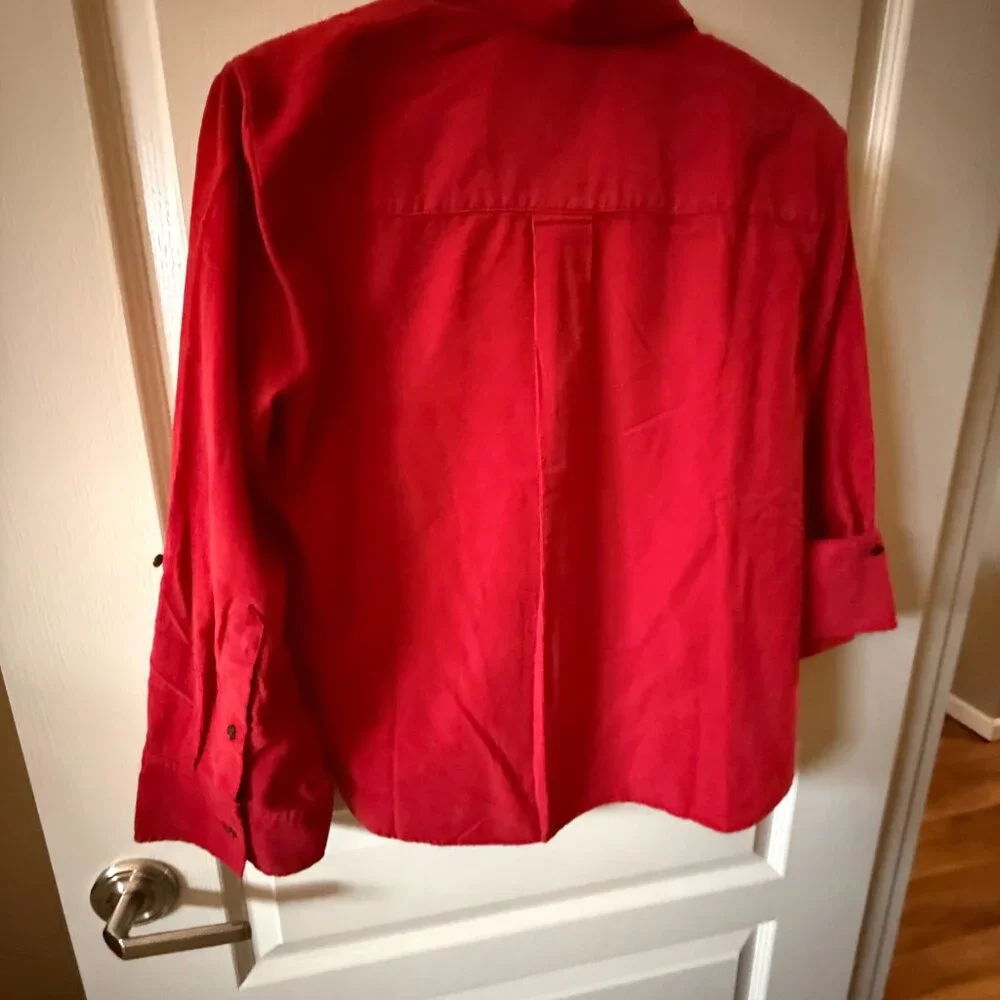 NWOT Madewell Easy Y-Neck Button-Up Shirt in Red Corduroy size XS - Picture 5 of 6